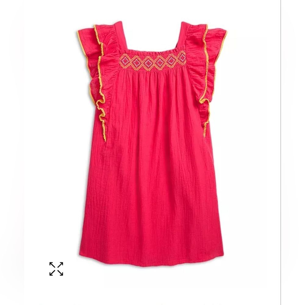 Nwt Polo Ralph Lauren Girls' Cotton Ruffled Smocked Dress 14